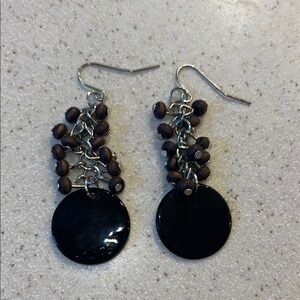 Elegant Black and Brown Dangle Earrings